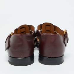 Pre Owned Gucci Burgundy Leather Elektra Fisherman Sandals Size 43