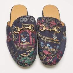 Gucci Multicolor Satin Princetown Mules Size  40