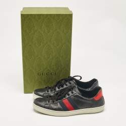 Gucci Black GG Supreme Canvas Web Ace Sneakers Size 43