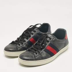 Gucci Black GG Supreme Canvas Web Ace Sneakers Size 43