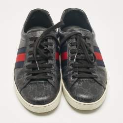 Gucci Black GG Supreme Canvas Web Ace Sneakers Size 43