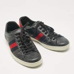 Gucci Black GG Supreme Canvas Web Ace Sneakers Size 43