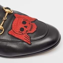 Pre Owned Gucci Black Leather Slip On Loafers Size 43