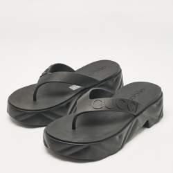 Pre Owned Gucci Black Rubber Thong Sandals Size 38