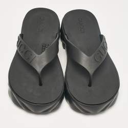 Pre Owned Gucci Black Rubber Thong Sandals Size 38