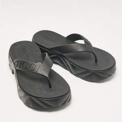 Pre Owned Gucci Black Rubber Thong Sandals Size 38