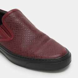 Gucci Burgundy Diamante Leather Slip On Sneakers 41.5