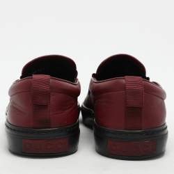 Gucci Burgundy Diamante Leather Slip On Sneakers 41.5