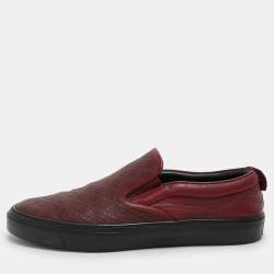 Gucci Burgundy Diamante Leather Slip On Sneakers 41.5