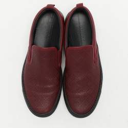 Gucci Burgundy Diamante Leather Slip On Sneakers 41.5