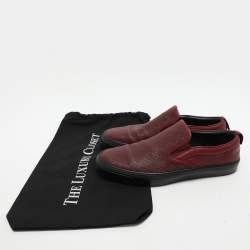 Gucci Burgundy Diamante Leather Slip On Sneakers 41.5