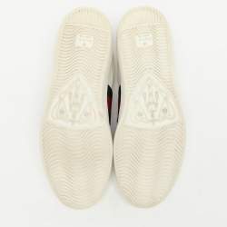 Gucci White Leather Web Slip On Sneakers Size 43