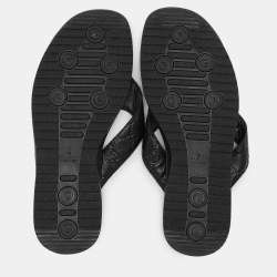 Gucci Black Guccissima Leather Criss Cross Flat Slides Size 43