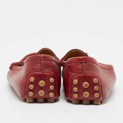 Pre Owned Gucci Burgundy Leather Horsebit Loafers Size 44.5