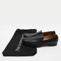 Pre Owned Gucci Black Leather and Suede Loafers Size 40