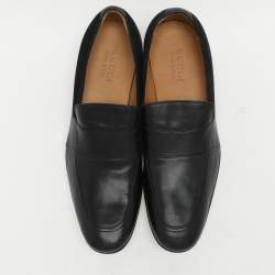 Pre Owned Gucci Black Leather and Suede Loafers Size 40