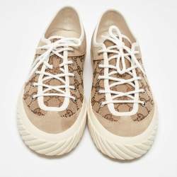 مملوكة مسبقًا Gucci Gucci Brown/Beige GG Canvas and Suede Sneakers Size 42