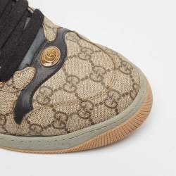 مملوكة مسبقًا Gucci Beige/Brown GG Supreme Canvas Screener Sneakers Size 44