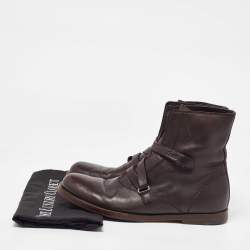 Gucci Dark Brown Leather Ankle Length Boots Size 41