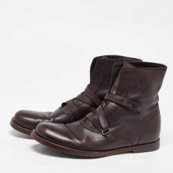 Gucci Dark Brown Leather Ankle Length Boots Size 41