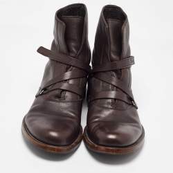 Gucci Dark Brown Leather Ankle Length Boots Size 41