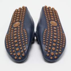 Pre Owned Gucci Navy Blue Leather Horsebit Loafers Size 42.5