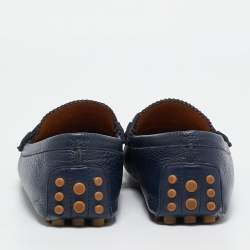 Pre Owned Gucci Navy Blue Leather Horsebit Loafers Size 42.5