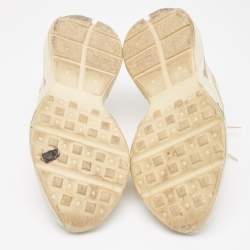 مملوكة مسبقًا Gucci Cream Leather Rhyton Lace Up Sneakers Size 44