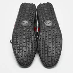 Gucci Black Leather Web Low Top Sneakers Size 41