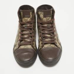 Gucci Brown GG Canvas and Leather High Top Sneakers Size 41