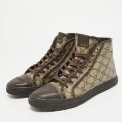 Gucci Brown GG Canvas and Leather High Top Sneakers Size 41