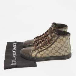 Gucci Brown GG Canvas and Leather High Top Sneakers Size 41