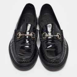 Pre Owned Gucci Black Patent Leather Driver Loafers Size 45