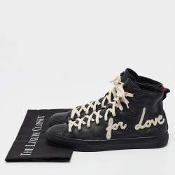 Gucci Black Leather Web High Top Sneakers Size 40