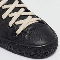 Gucci Black Leather Web High Top Sneakers Size 40