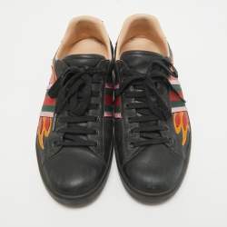 Gucci Black Leather Ace Sneakers Size 45.5