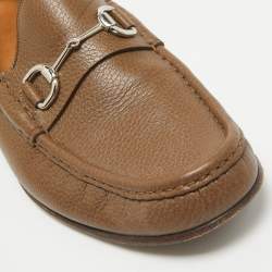 Gucci Brown Leather Horsebit Loafers Size 44.5