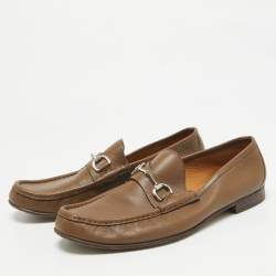 Gucci Brown Leather Horsebit Loafers Size 44.5