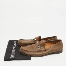Gucci Brown Leather Horsebit Loafers Size 44.5