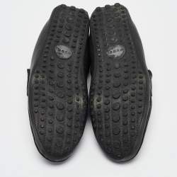 Gucci Black Leather Driver Loafers Size 44