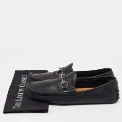 Gucci Black Leather Driver Loafers Size 44