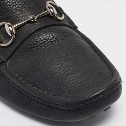 Gucci Black Leather Driver Loafers Size 44