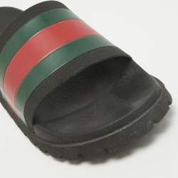 Pre Owned Gucci Black Rubber Slide Sandals Size 43