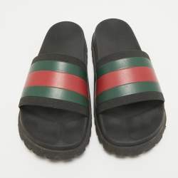 Pre Owned Gucci Black Rubber Slide Sandals Size 43