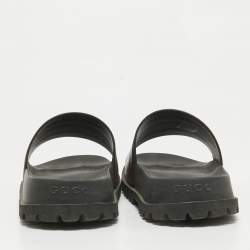 Pre Owned Gucci Black Rubber Slide Sandals Size 43