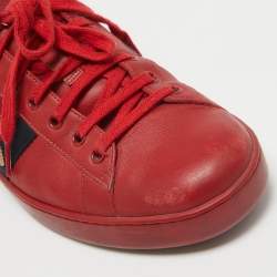 Gucci Red Leather Web Ace Sneakers Size 44.5