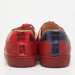 Gucci Red Leather Web Ace Sneakers Size 44.5