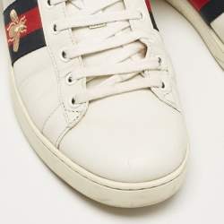 Gucci White Fur and Leather Ace Low Top Sneakers Size 40