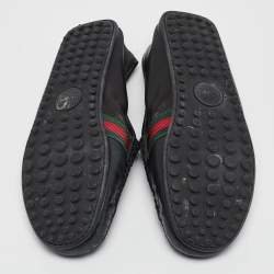 Pre Owned Gucci Black Leather Driver Loafers Size 43.5
