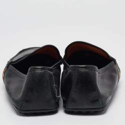 Pre Owned Gucci Black Leather Driver Loafers Size 43.5